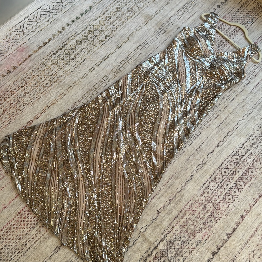 R&M Richards Gold and Silver Prom Dress - Picture 8 of 10